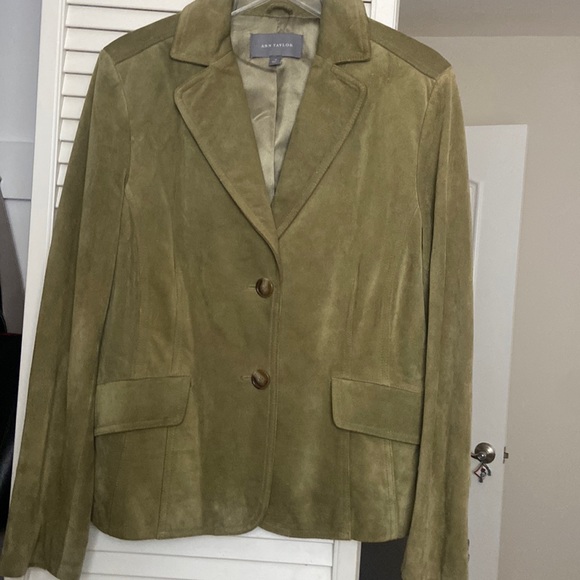Ann Taylor new no tags suede jacket in celery green sz 14 - Picture 1 of 7